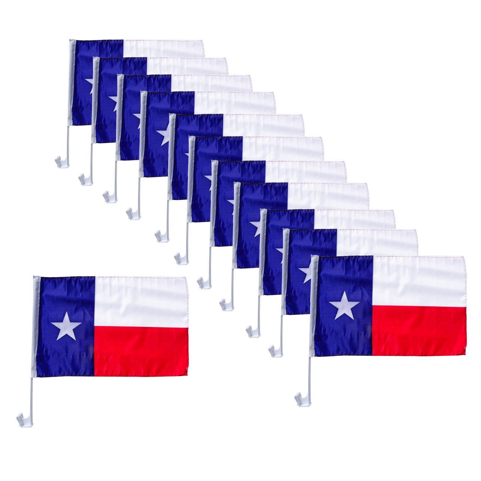 12 PACK Texas TX State CAR AUTO DEALER SUPPLIES Window Clip On Flags 17 x 12 gallery