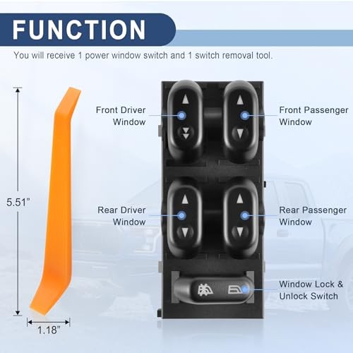 Power Window Control Switch, Master Door Button Compatible with Ford/03-08 gallery
