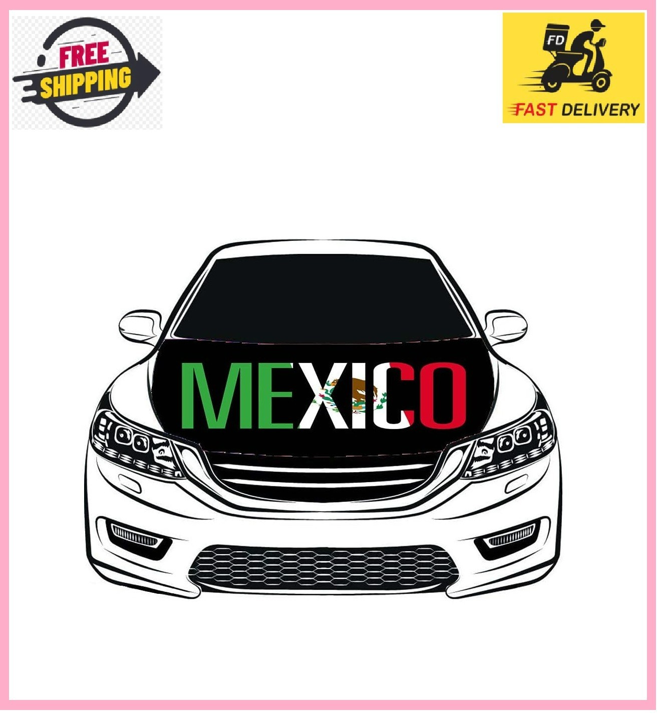 Mexico Oversized Car Hood Cover 3.3X5FT/6X7FT100% Polyester Elastic Fabrics gallery