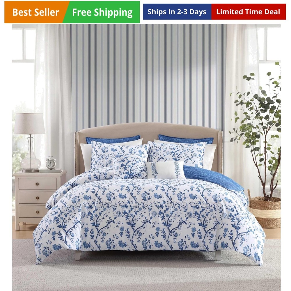 Queen Comforter Set, Soft & Reversible Cotton Bedding, Medium Weight for Rou...