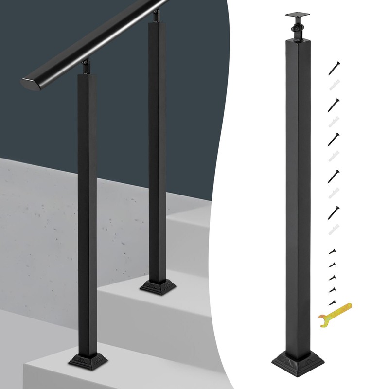 Iron Step Handrails Railing For 1-2 Step Handrail Indoor/Outdoor Deck Hand Rail gallery