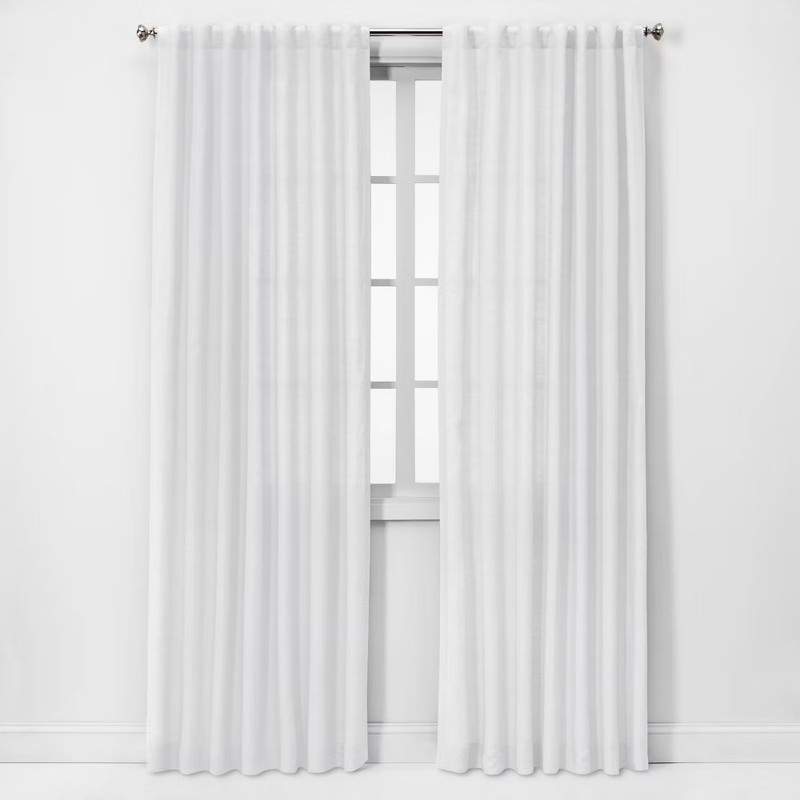 Threshold Light Filtering Linen Window Curtain Panel Traditional Beige gallery