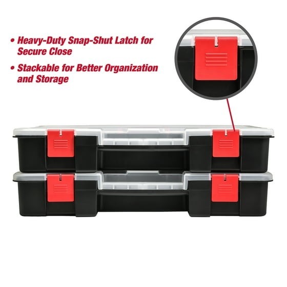 Hyper Tough 2-Pack Organizer, Stackable Plastic with 8 Movable Dividers gallery