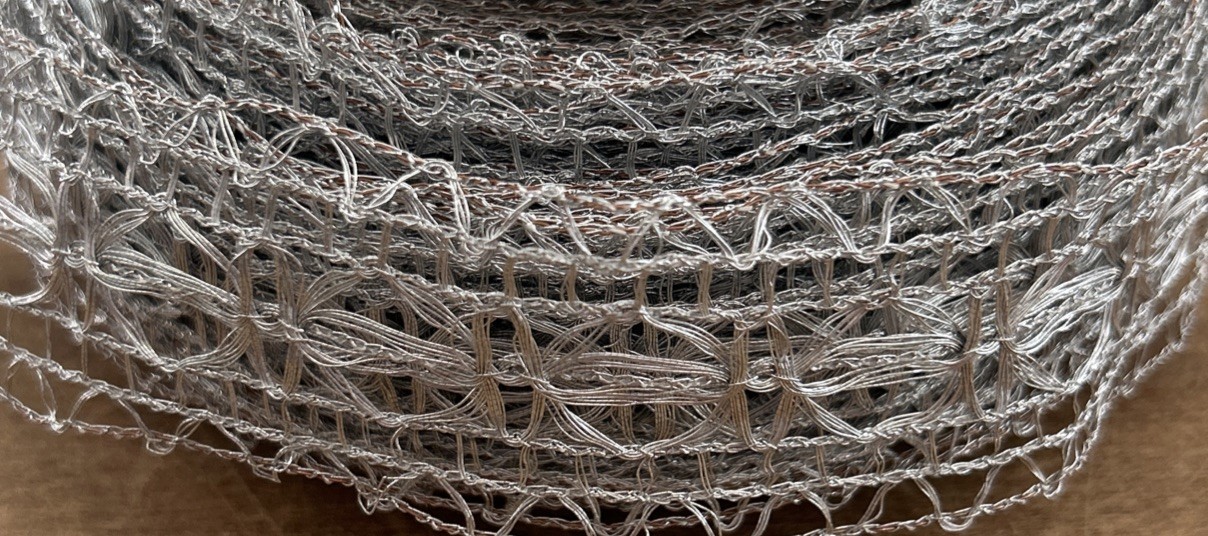 Vintage Silver Metallic Wire Edge Lace Ribbon 1 3/8” Wide 19 yds Made in France gallery