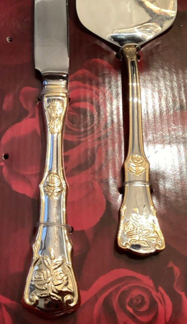 Royal Albert OLD COUNTRY ROSES 2 Pc Cake Serving Set 18/10 Unused Flatware China gallery