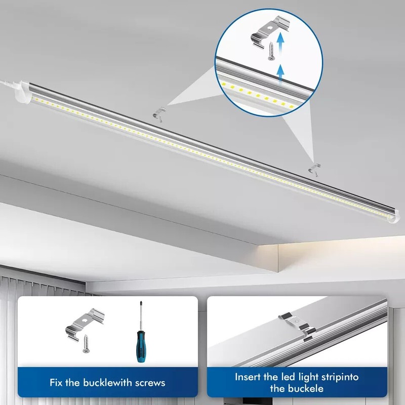 4FT LED Shop Light T8 Linkable Ceiling Tube Fixture 24W Daylight 6000K Clear gallery