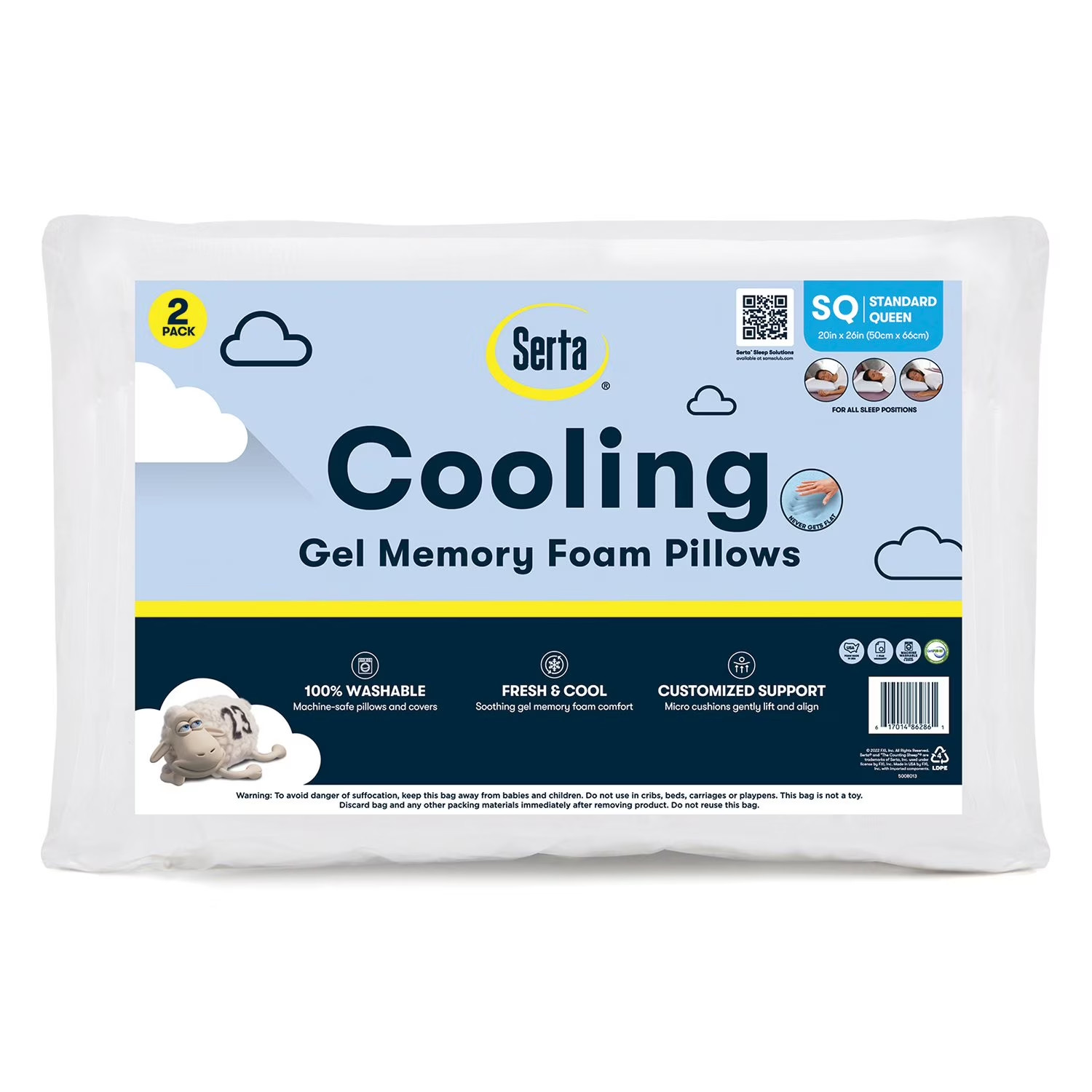 Serta 2-Pack Cooling Gel Memory Foam Bed Pillow gallery
