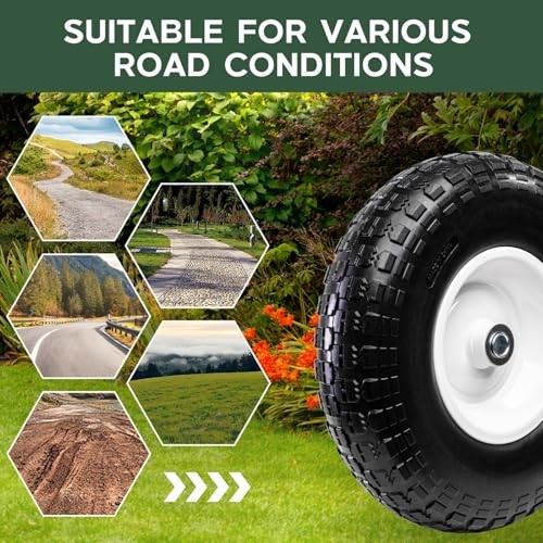 1 PC 13 Inch Solid Flat Free Replacement Tires and Wheels 4.00-6 with 5/8'' gallery