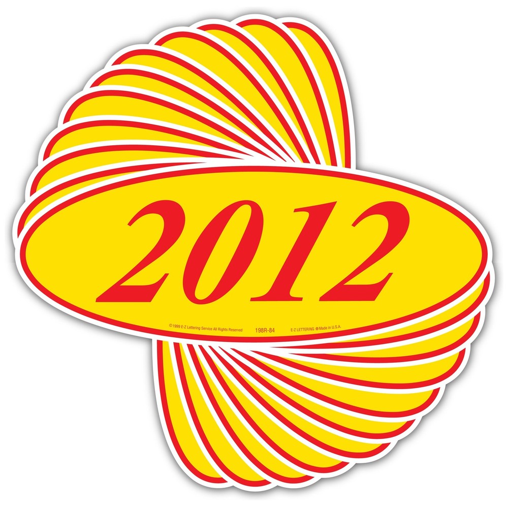 EZ-Line Oval Model Windshield Year Stickers for Car Windows Red and 2012,