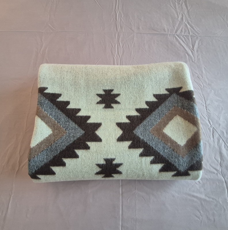 EXTRA LARGE, REVERSIBLE, ALPACA WOOL,MULTICOLOR BLANKET ECUADOR 74,8x91,33 in gallery