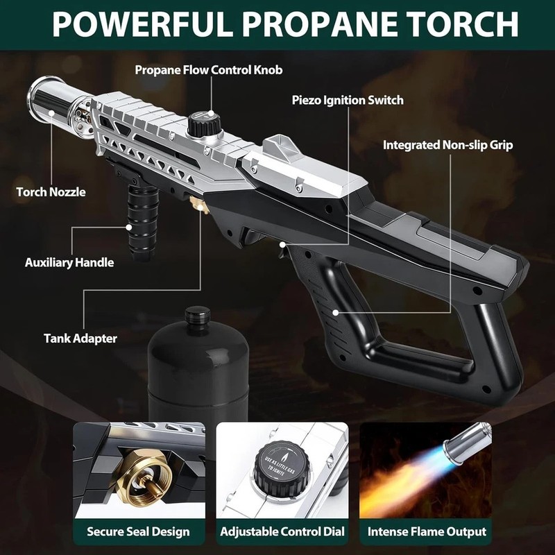 Muphop Powerful Propane Torch Gun, Flamethrower Gun with Adjustable Flame, Bl... gallery