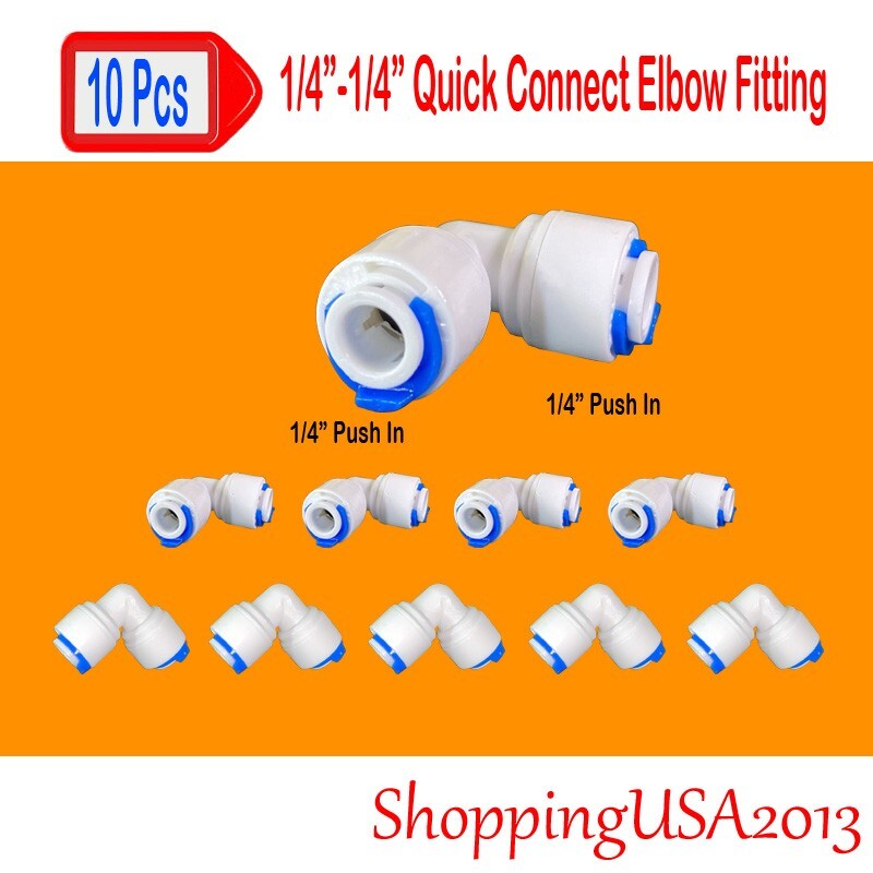 10 Pcs 1/4-1/4 Quick Connect Straight Fitting Connector Push In Home Office RO gallery