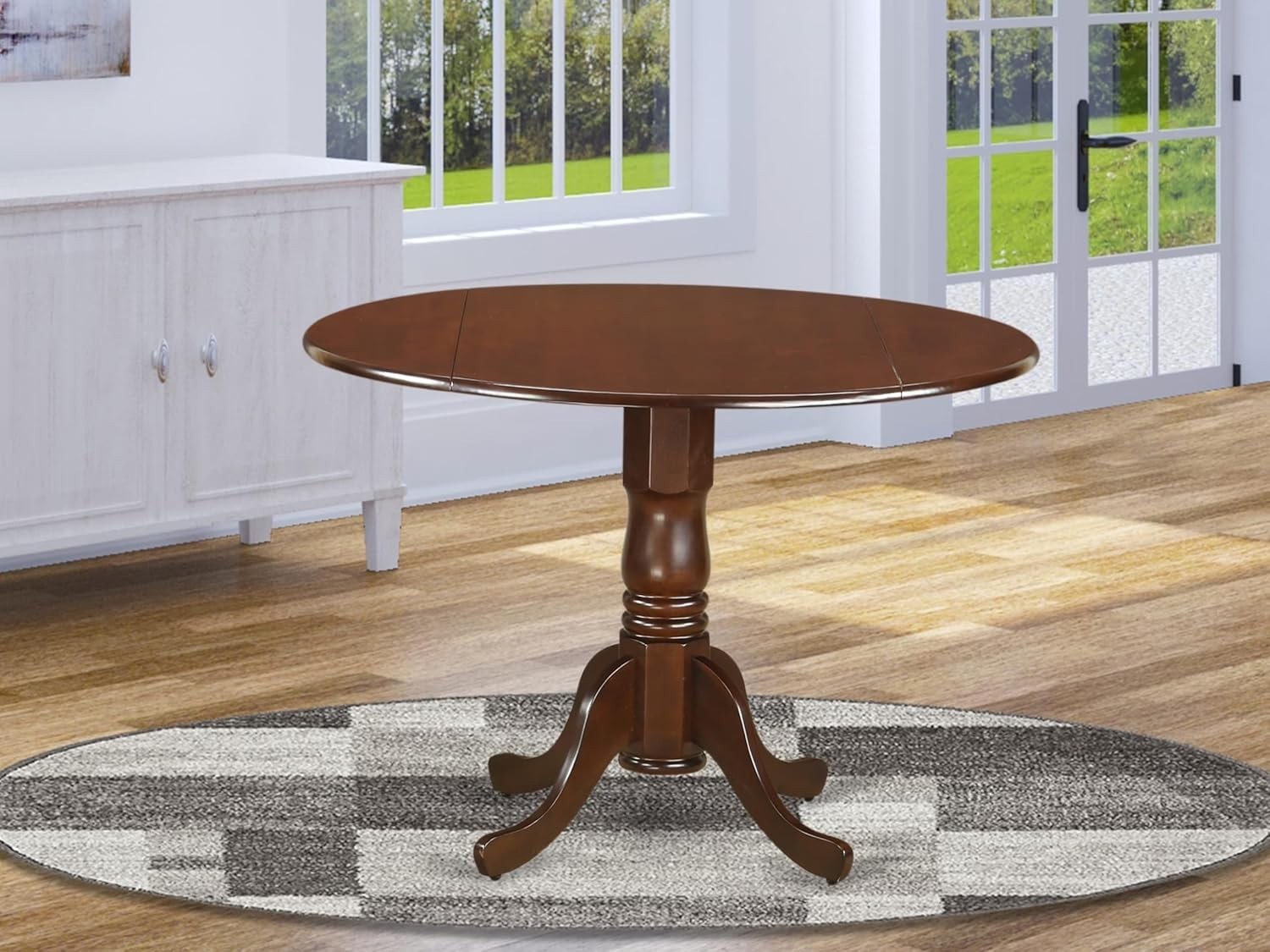 Mahogany Round Dining Table with Dropleaf & Pedestal Base, 42" x 42 gallery