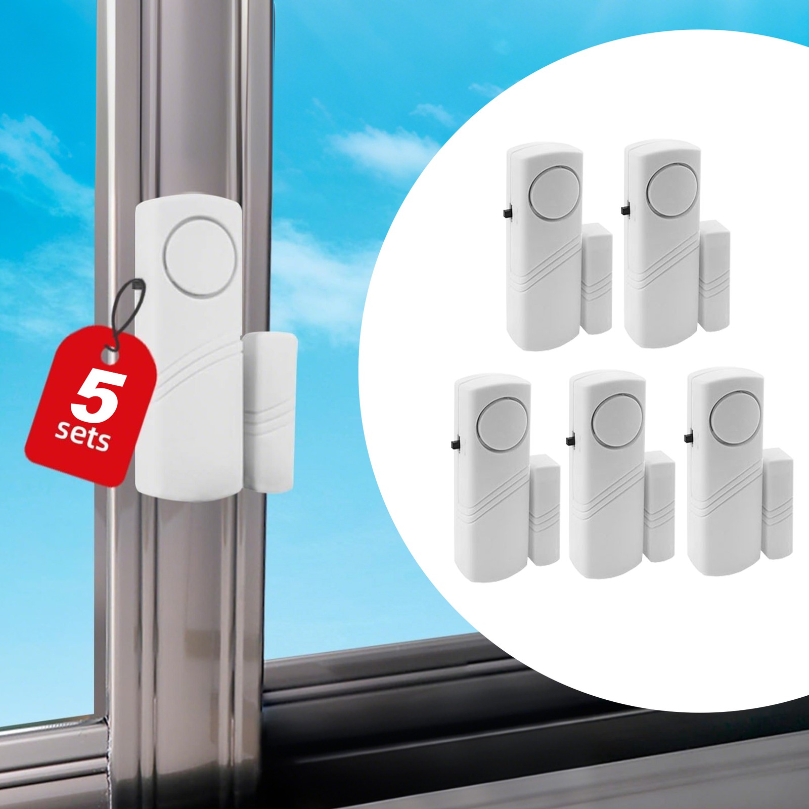 5 Pack Door Window Home Garage Security Alarm Magnetic Contact Sensor 95dB Siren gallery