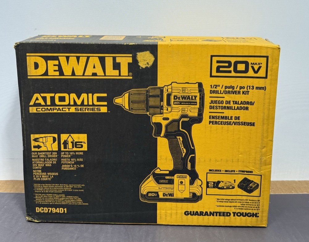 DeWalt DCD794D1 ATOMIC COMPACT SERIES 20V MAX* Brushless Cordless 1/2 in. Drill