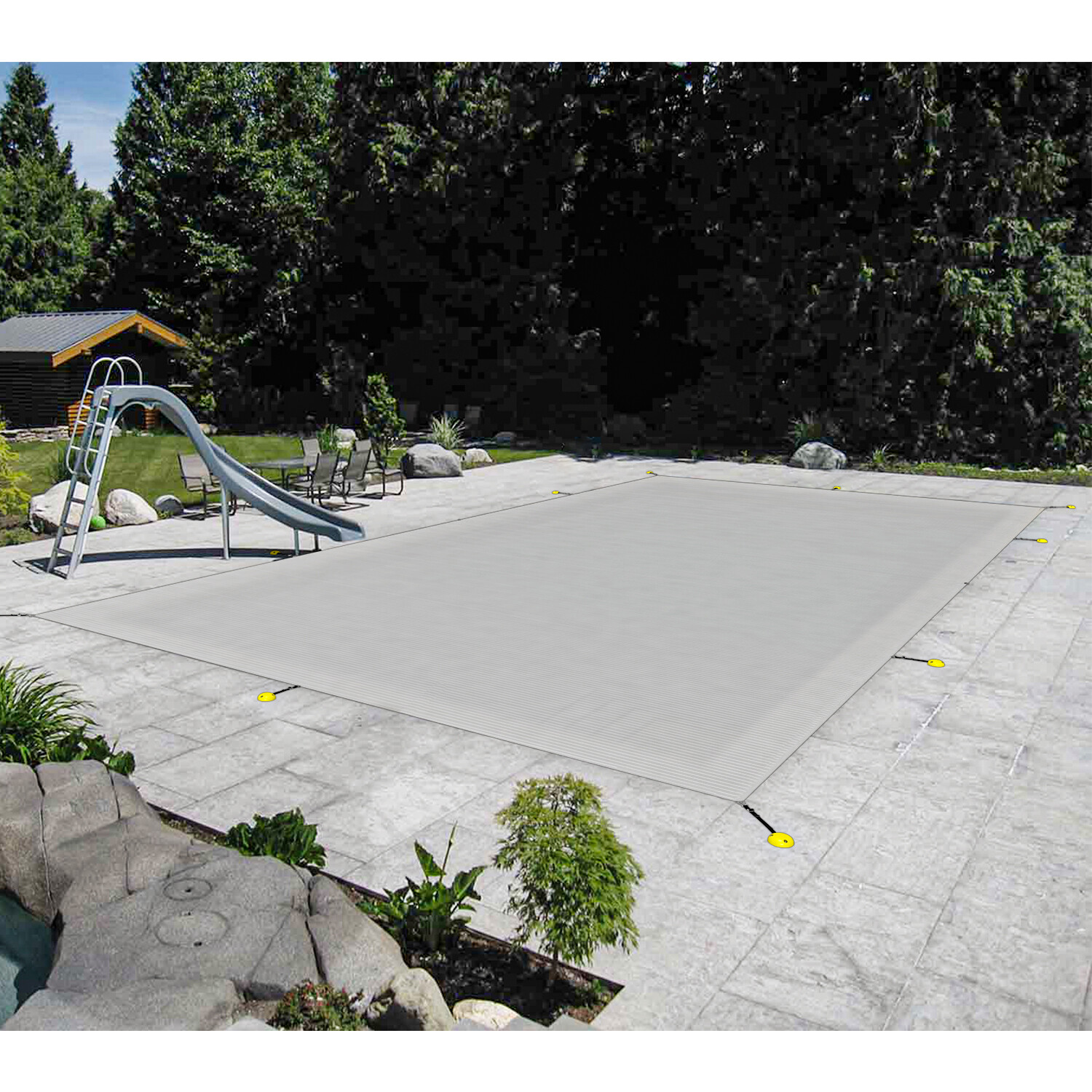 Inground Swimming Pool Cover Rectangle Winter Pool Cover Safety Heavy Duty Gray gallery