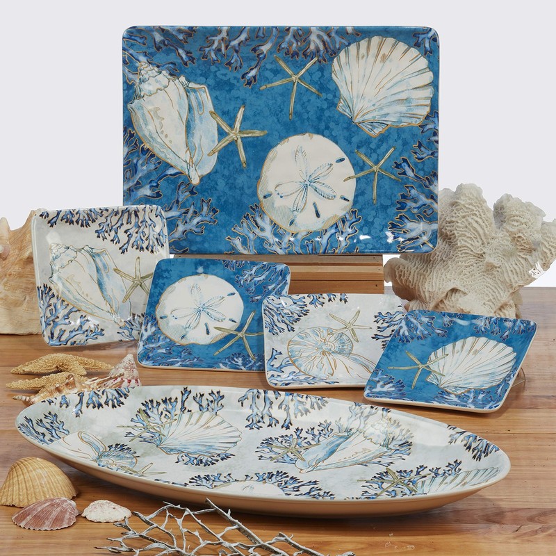Certified International Playa Shells 6" Canape/Dessert Plates, Gold, Set of 4 gallery