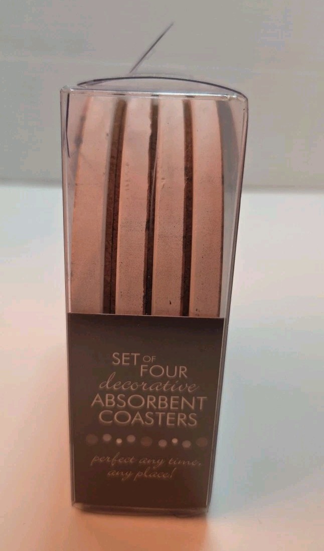 THIRSTYSTONE WINE CELLER COASTERS SET OF 4 Round NEW 4.25” Absorbent gallery