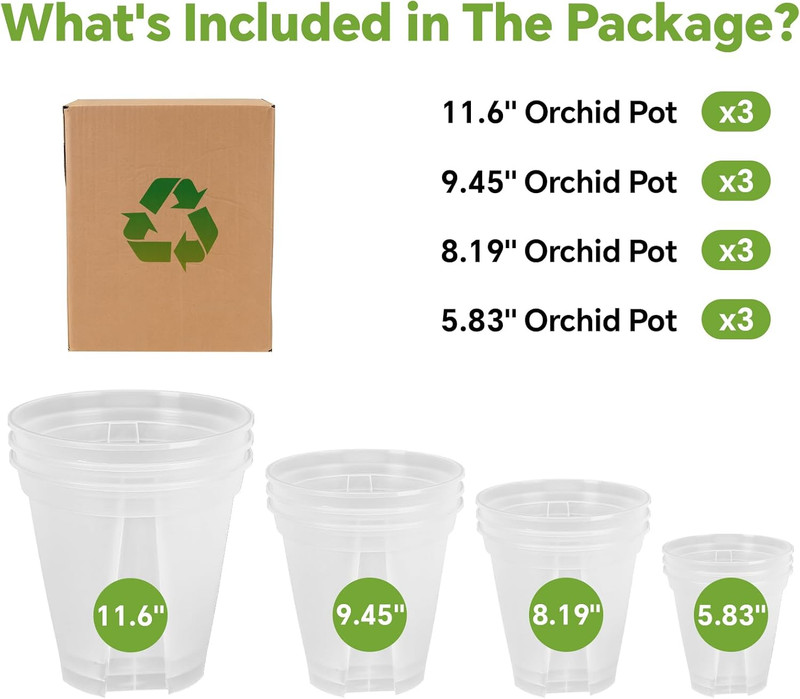 6/8/10/12 Inch Large Clear Nursery Deep Pots with Drainage Hole 12 Pack, Deep Pl gallery