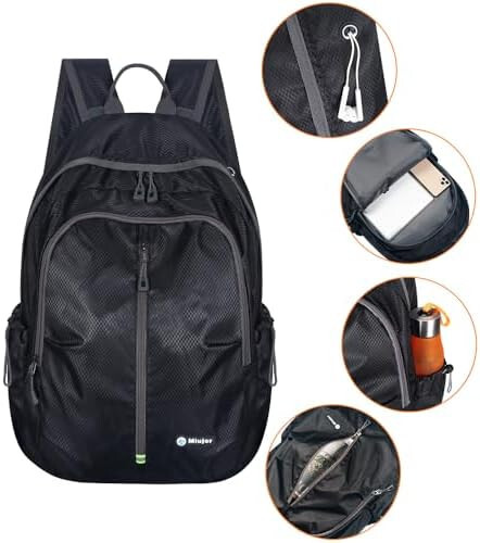 Lightweight Packable Foldable Backpack, Hiking backpack,Travel Backpack Black