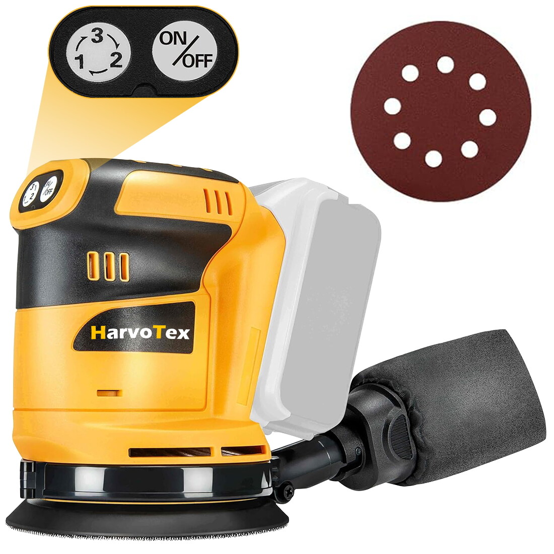 Cordless 5’’ Random Orbital Sander for Dewalt 20V Battery 3-speed 11000 RPM gallery