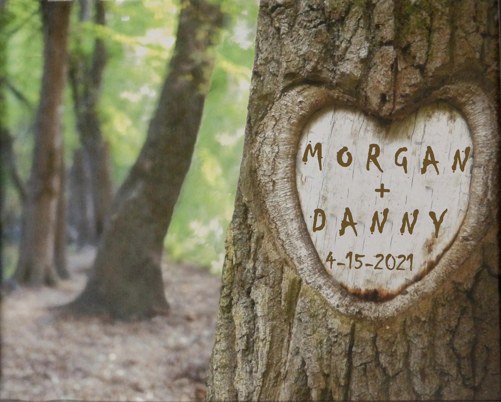 PERSONALIZED TreeCarving Print–8x10-Wed/Anniv/VALENTINE Gift - Add Names+Date gallery