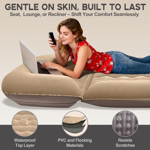 Inflatable Couch for Camping, Air Mattress with Adjustable Backrest, Blow Up gallery