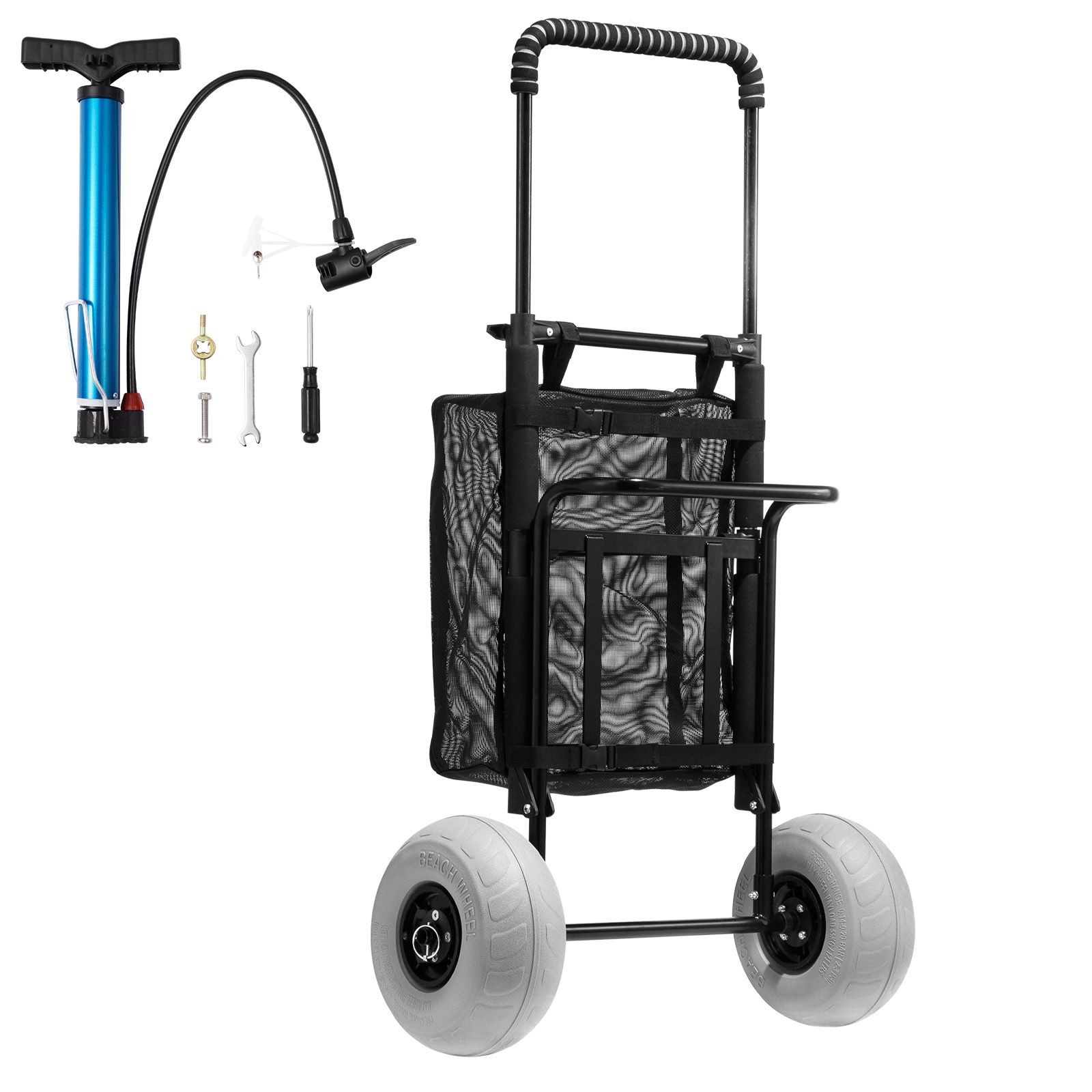 Adjustable Beach Cart 165lb Balloon Wheels Foldable gallery