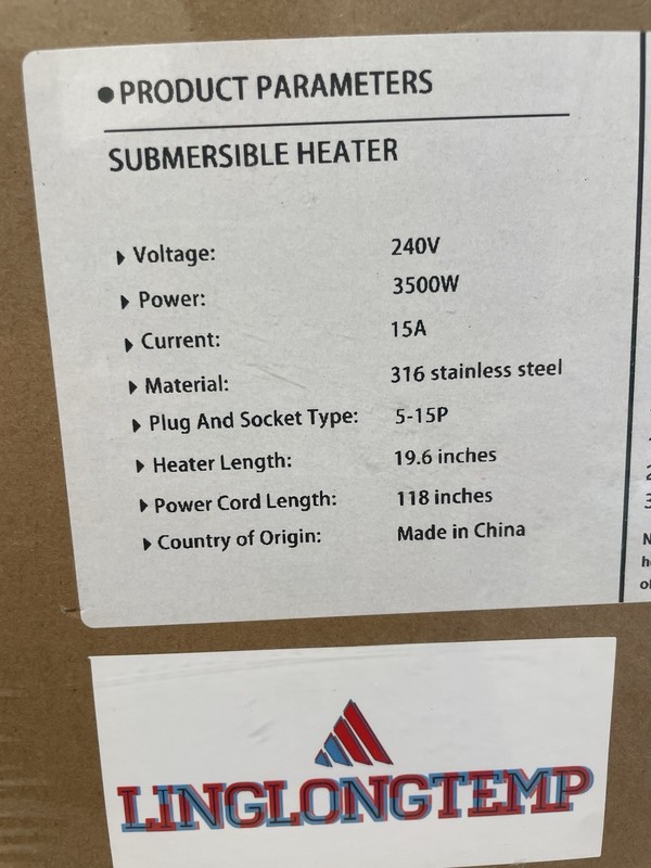 3500W Titanium Fully Submersible Electric Immersion Water Heater GFCI/Temp Probe gallery