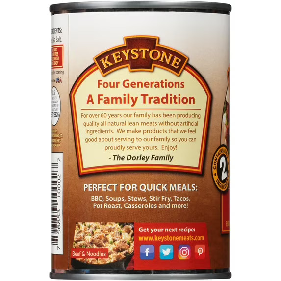 Keystone Meats All Natural Beef 3 Cans | Fully Cooked 14.5 oz Canned Meat Bulk gallery