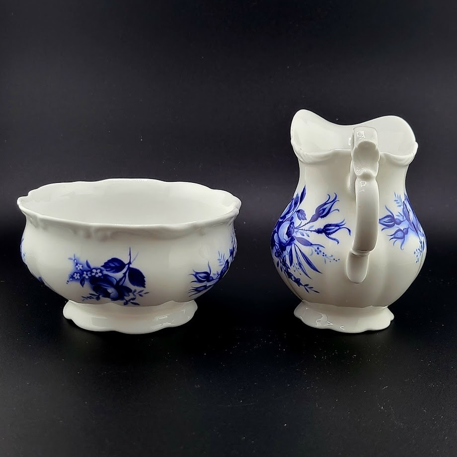 Royal Albert Blue and White Open Sugar and Creamer - Connoisseur 1960s-1970s gallery