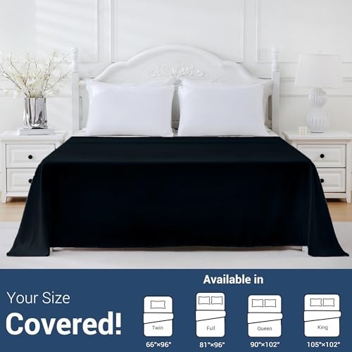 Flat Sheet Only Pack Top Bed Sheets, Soft Breathable Brushed King 1 Black gallery