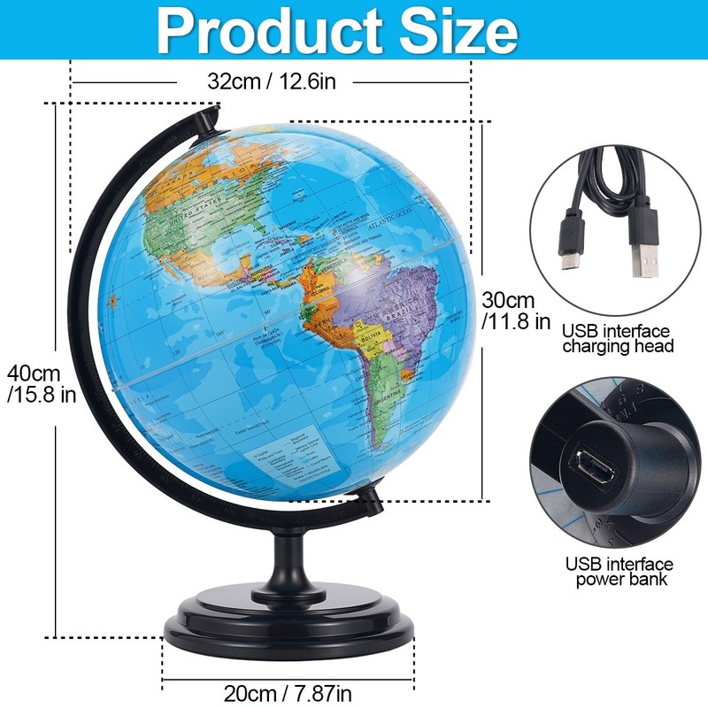 3D AR Large World Globe on Stand Ocean Earth Rotating World Map Geography Gift gallery
