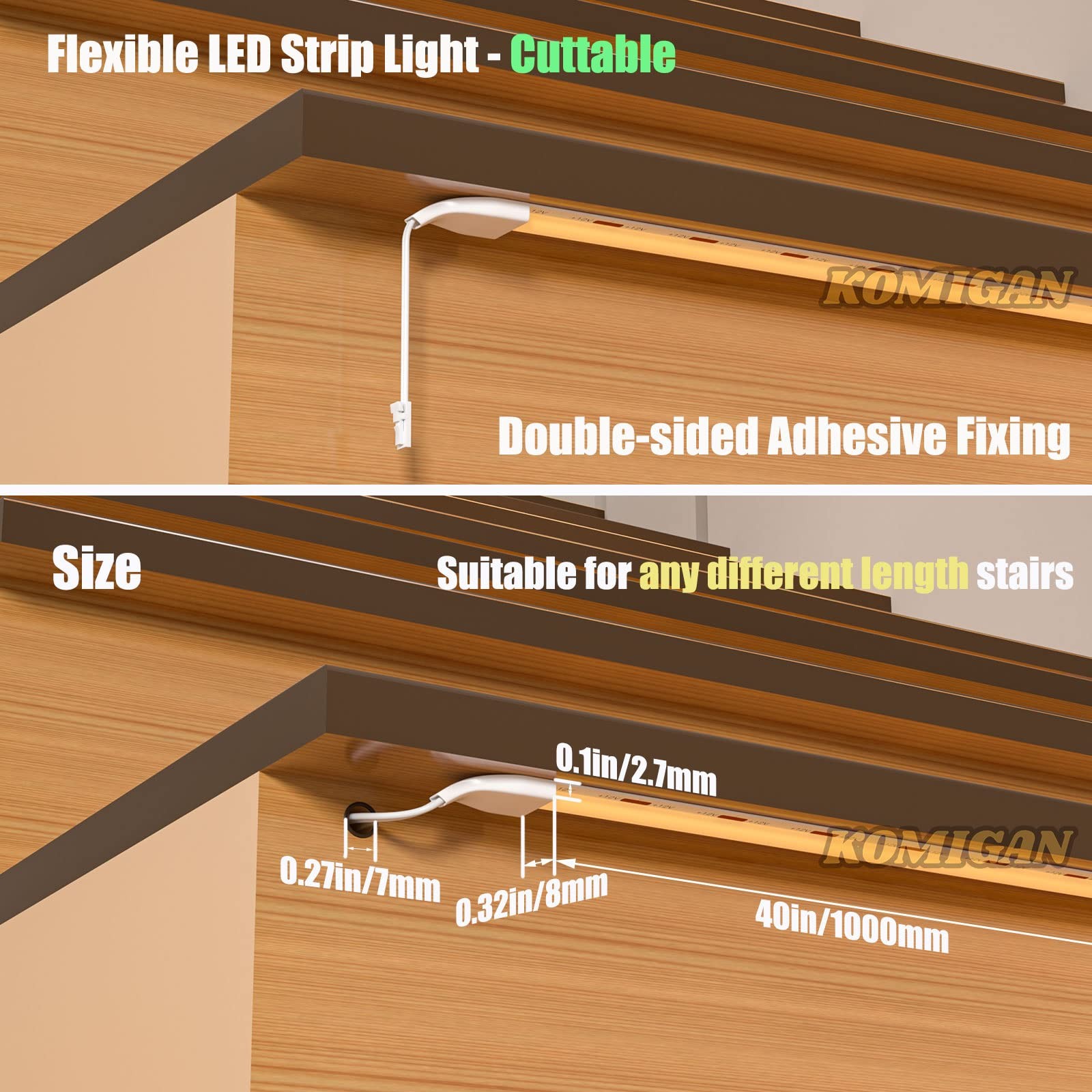 4 PCS 40 Inch Cuttable COB LED Strip Lights 16.4FT Cable Warm White 3000K gallery