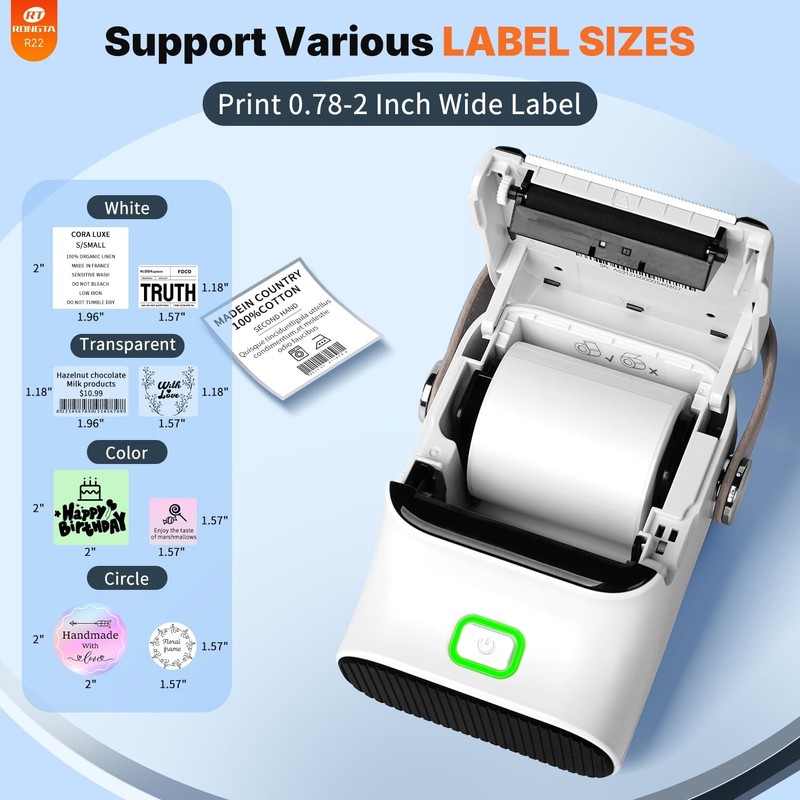 Rongta Bluetooth Label Maker Machine with Tape, Thermal Label Printer for Office gallery