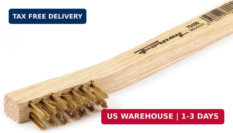 Forney 70490 Wire Scratch Brush, Brass with Wood Handle, 7-3/4-Inch-by-.006-Inch gallery