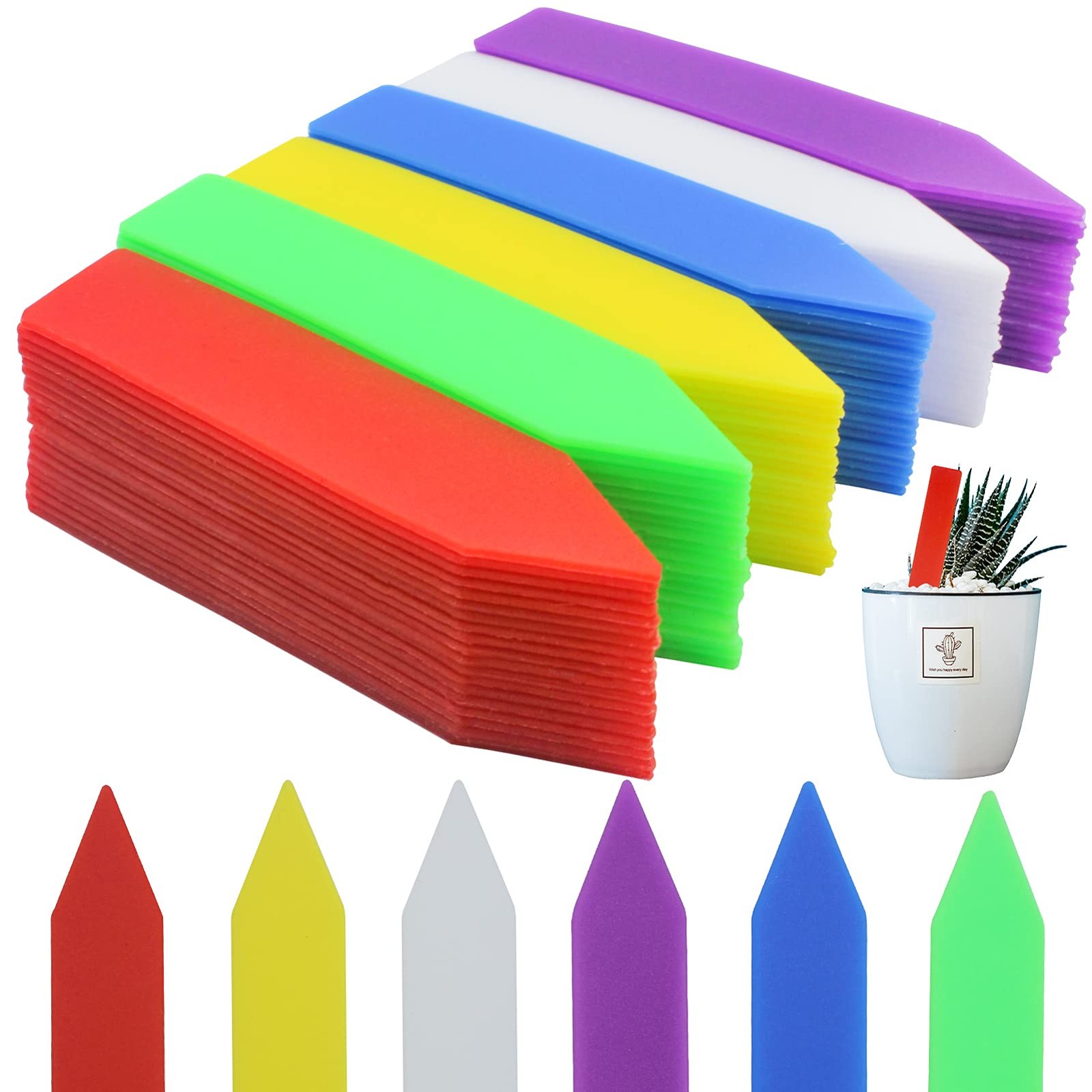 120PCS 4” Plastic Plant Tags Waterproof Multicolor Nursery Garden Labels Stakes gallery