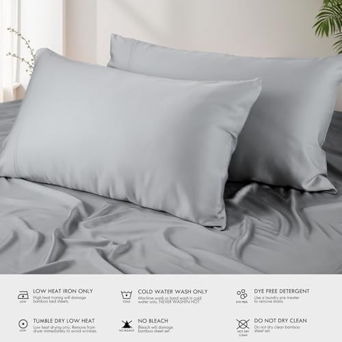 Sheets Bed Sheet Set, 100% Rayon derived from Bamboo, Luxuriously Queen Silver gallery
