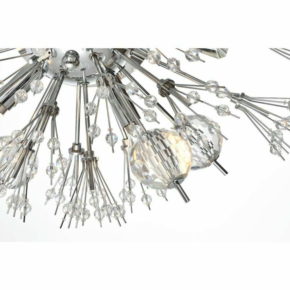 Crystal and Glass Flush Mount Chrome Sputnik Living Room Bathroom or Bedroom 19" gallery