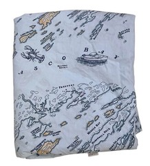LL Bean Nautical Map Percale Sheet Set Size Full Fitted Flat Cotton Maine
