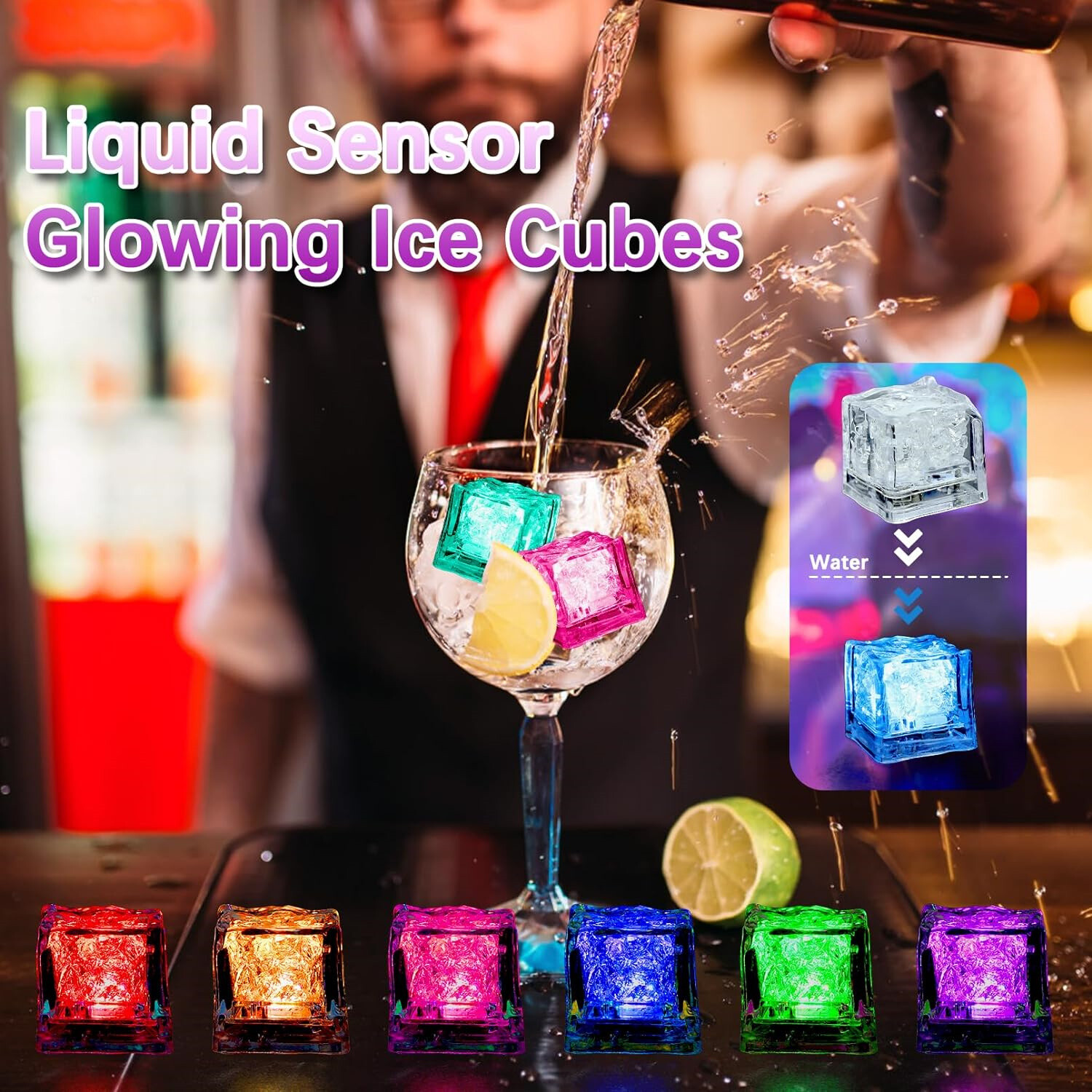 12PCS Waterproof LED Glow Light Up Ice Cubes for Party Rave club Wedding gallery