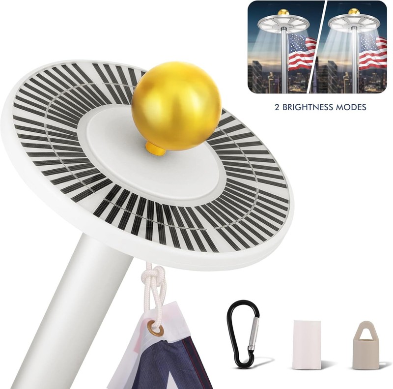 Flagpole Light Solar Power Waterproof Flag Pole Light 136 LED for 15-25 Ft Poles gallery