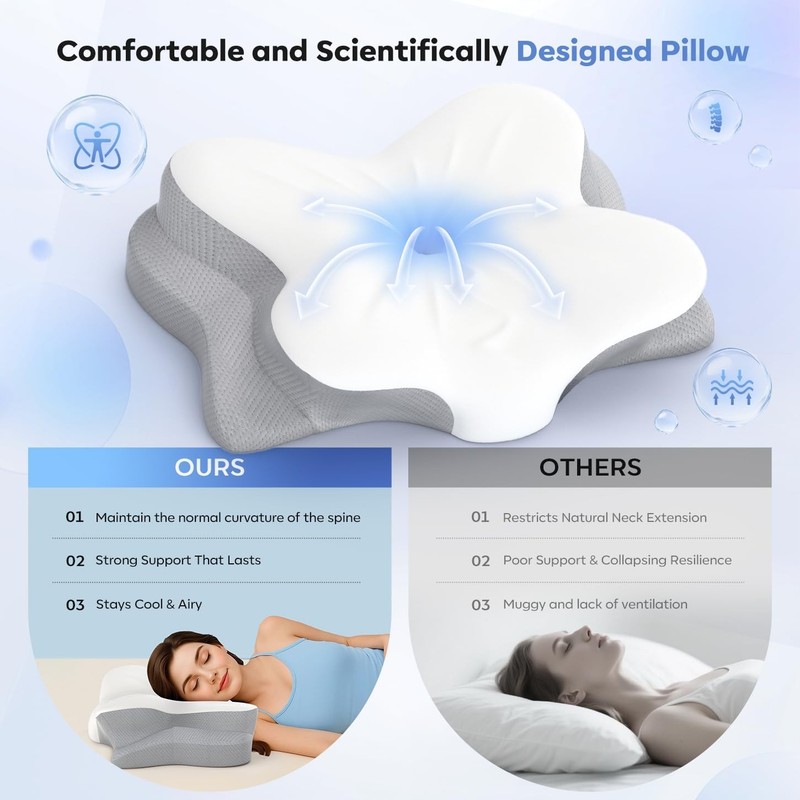 Cervical Neck Pillow Ergonomic Memory Foam Contour Orthopedic Sleep Support gallery
