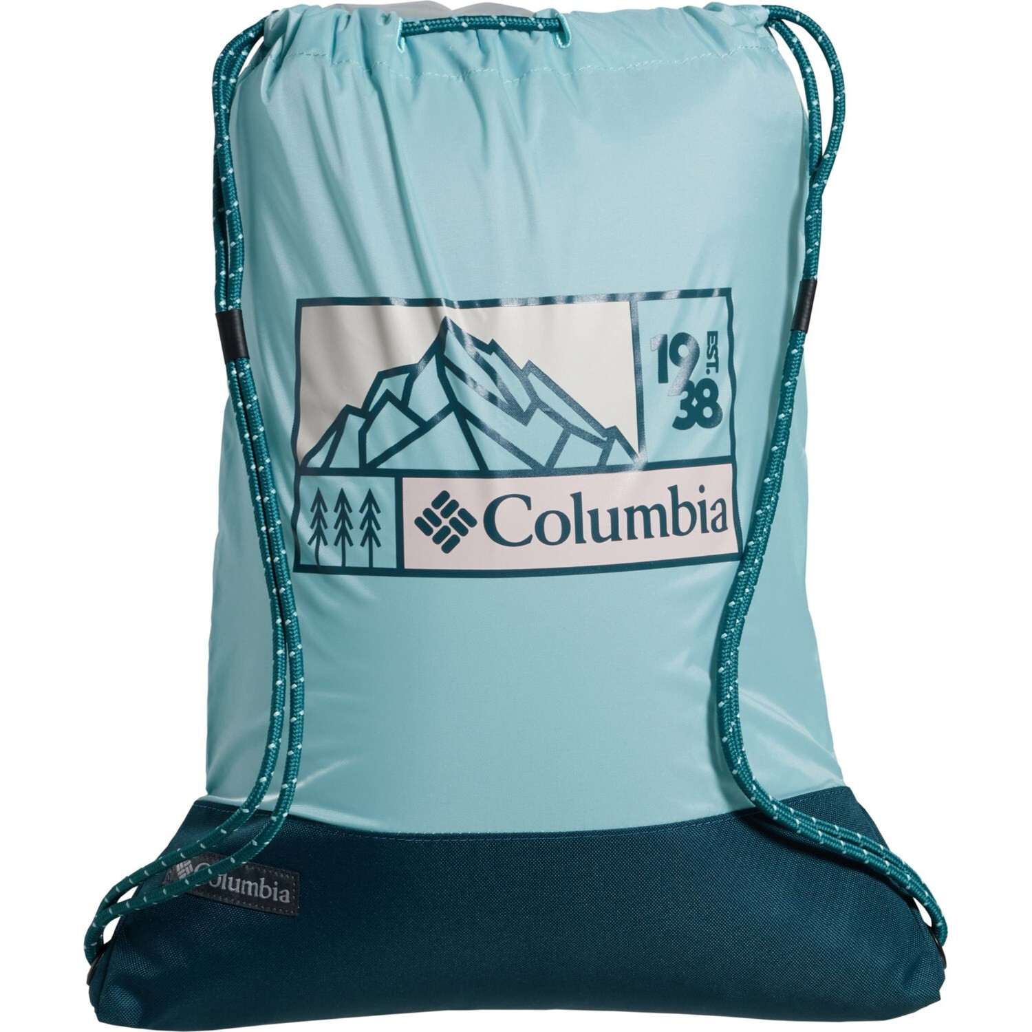 Columbia Zigzag Drawstring Pack Water Resistant Nylon & Polyester Aqua Haze NEW 5