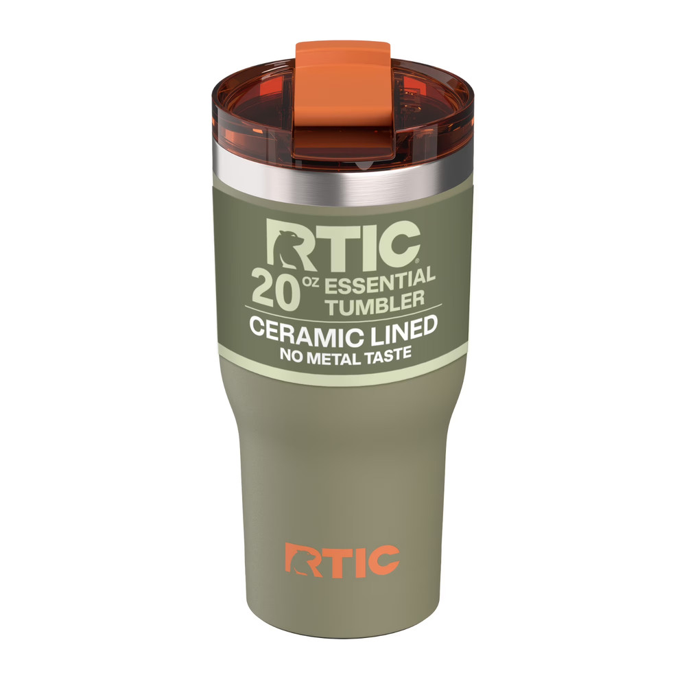 RTIC 20 oz Ceramic Lined Insulated Essential Tumbler, Leak-Resistant Lid, Trailb