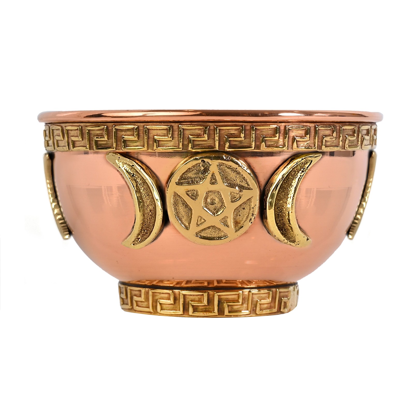 Triple Moon Copper Offering Bowl for Altar Use, Rituals, Incense, Smudging, and gallery