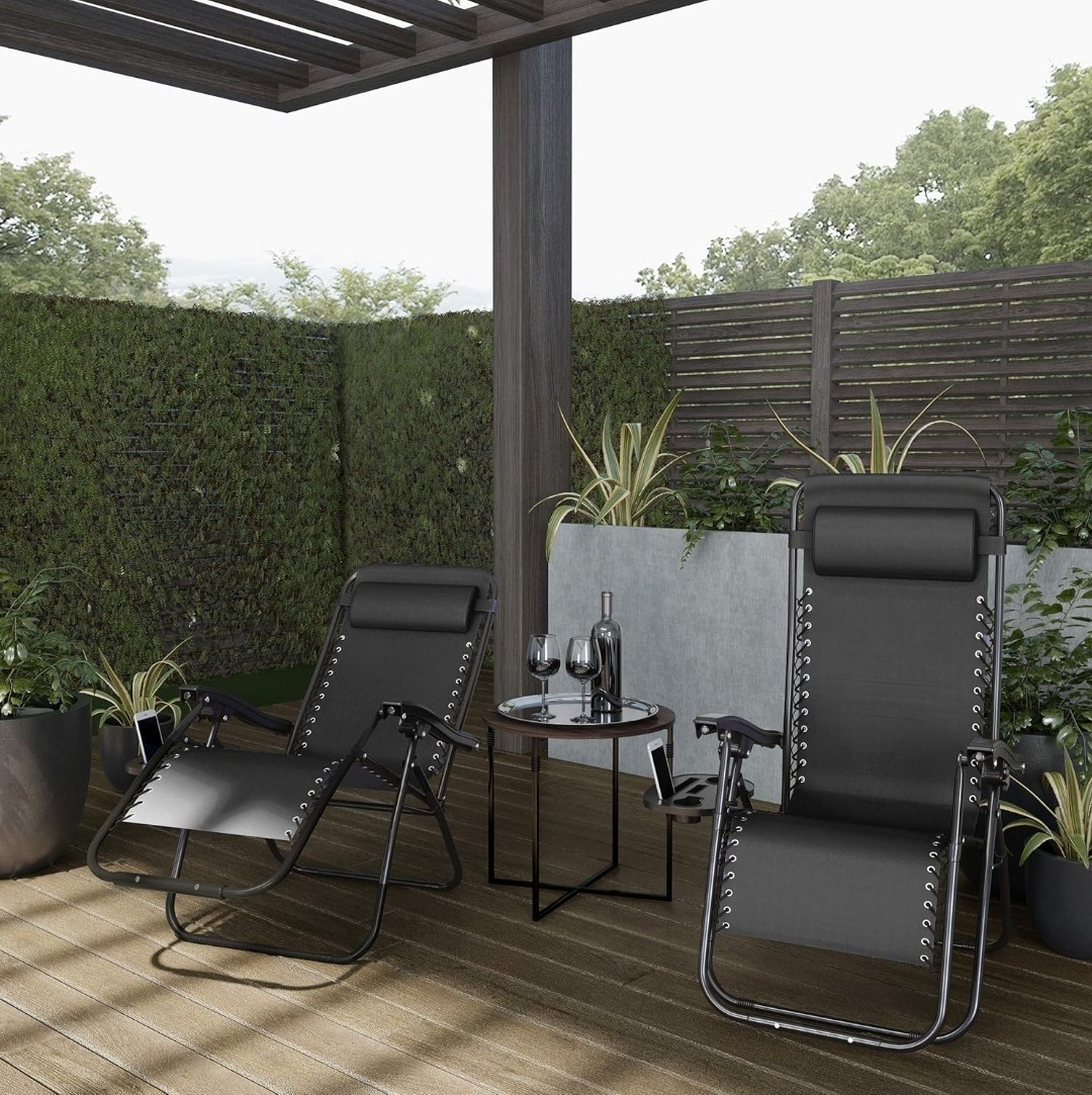 NIB Lavish Home Set of 2 Zero-Gravity Chairs Folding Patio Furniture Recliner gallery