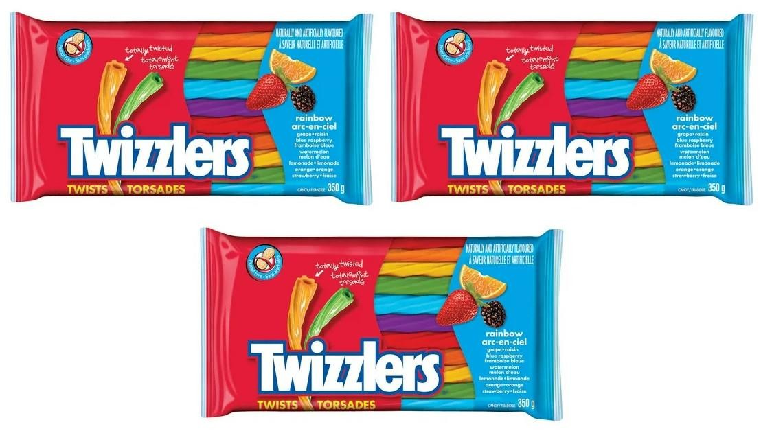 TWIZZLERS Twists Rainbow Licorice Candy, 350g (3 Pack) gallery