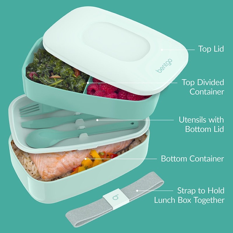 NEW Bentgo Classic All-in-One Stackable Lunch Box in Light Green, Teal gallery