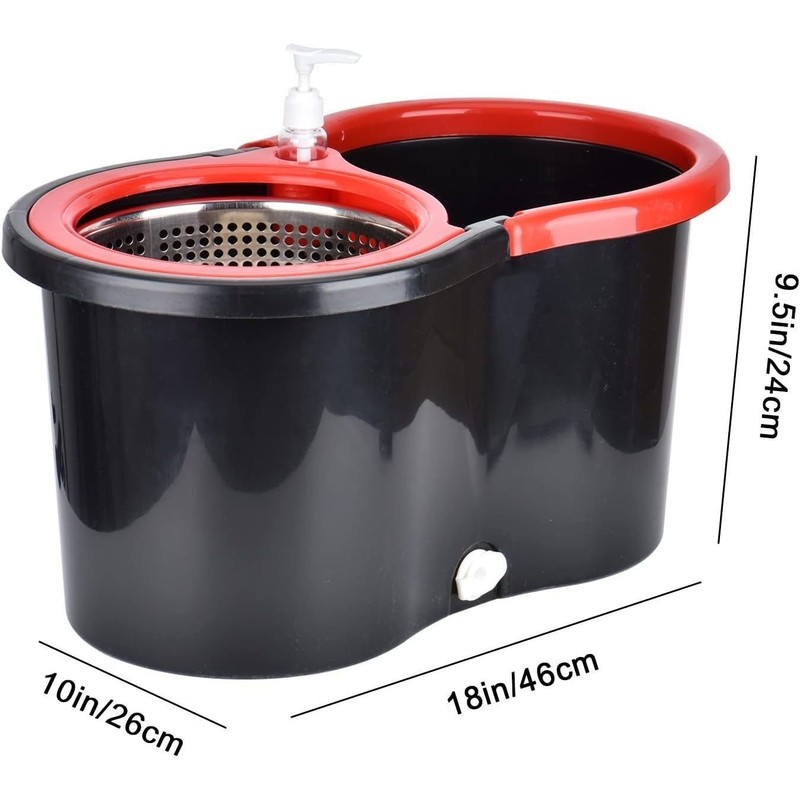 360° Spin Mop & Bucket Set Stainless Steel Wringer with Microfiber Refills US gallery